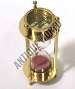 Brass Nautical Sand Timer With Compass