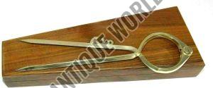 Brass Proportional Divider Marine Navigation Compass with Wooden Case