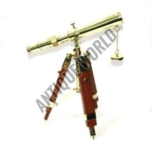 Nautical Brass Telescope With Wooden Tripod