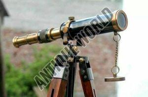 Nautical Design Antique Brass Spyglass Telescope With Wooden Tripod