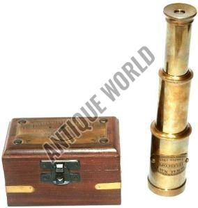 Nautical Victorian Marine Brass Telescope With Wooden Box