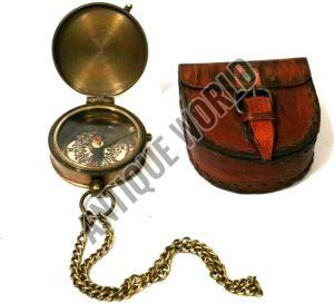 Vintage Flat Maritime Nautical Handmade Brass Compass