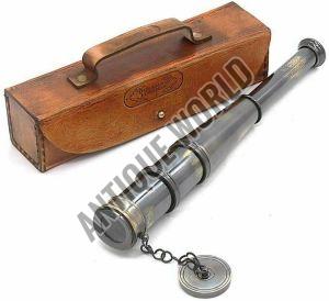 Vintage Nautical Collectible Spyglass Telescope With Leather Case