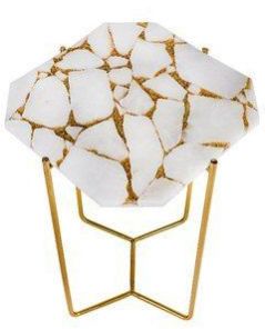 White Gold Glitter Quartz Stone Table Top