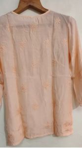 Chanderi Silk Chikankari Kurti