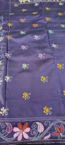 Embroidered Kantha Pure Silk Saree