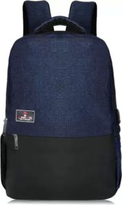 Blue and Black Plain Polyester School Backpack Bag