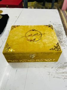 12X9X3.5Inch MDF Golden Wedding Invitation Box