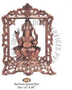 Rectangular Frame Brass Ganesh Wall Hanging