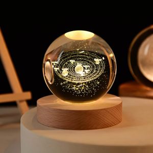 3D Galaxy Crystal Ball Night Lamp,Creative Engraved Crystal Ball Night Light,