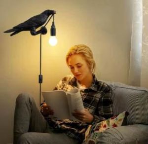 Crow Bird Table Lamp with Vintage Edison Bulb