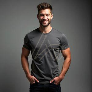 Mens Premium Polyester Charcoal Round Neck T-Shirts