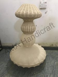 Rattan Cane and Fabric Hanging Lamp