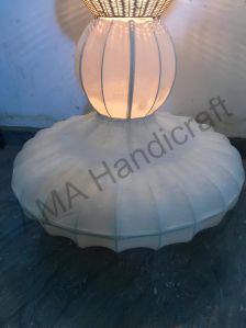 Rattan Cane and Fabric Hanging Lamp