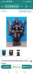 Marble Black Shani Dev Statue