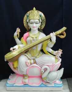 Marble Saraswati Mata Statue