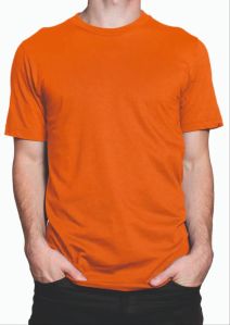 Mens Orange Cotton T Shirt