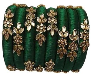 Silk Thread kundan bangles