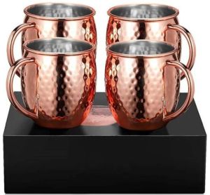 Hammered Copper Mug Set