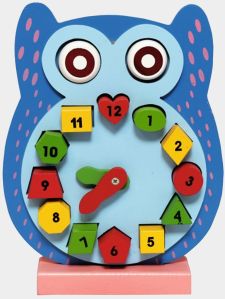 TE-36 Owl Wooden Learning Clock Puzzle Toy