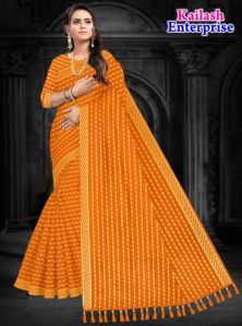 Orange Cotton Saree