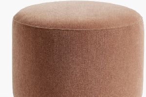 Round Wooden Crown Base Ottoman