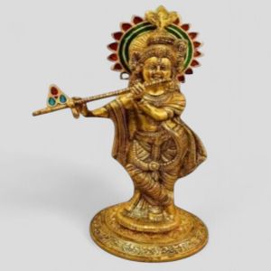 aluminium golden krishna statue