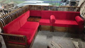 wood sofa set