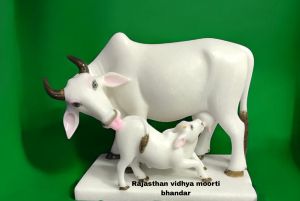 Marble Cow & Calf Statue