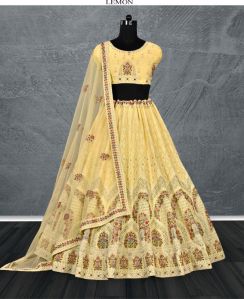 Lemon Embroidered Bridal Lehenga