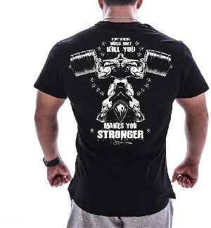 Mens Round Neck Cotton Printed T-Shirt