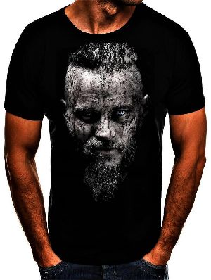 Mens Round Neck Cotton Printed T-Shirt