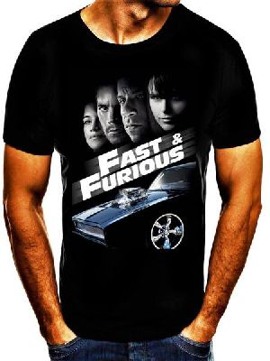 Mens Round Neck Cotton Printed T-Shirt