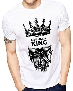 Mens Round Neck Cotton Printed T-Shirt