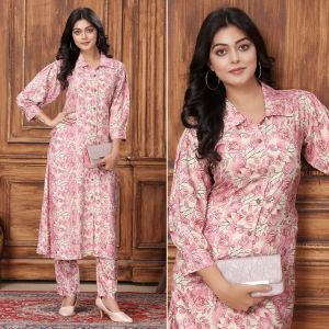 Cream Rayon Kurta Pant Set