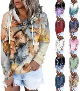 Women Floral Printed Sweatshirt Hoodies
