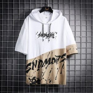 Mens Trendy Hooded Neck Half Sleeves Solid T-Shirt