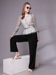 Women Floral Print Fit Wrap Top