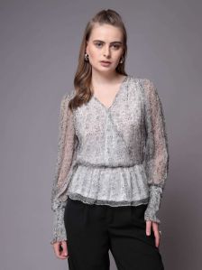Women Floral Print Fit Wrap Top