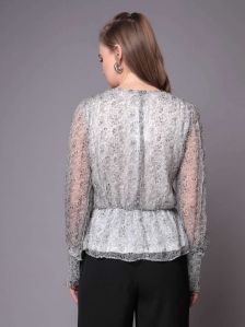 Women Floral Print Fit Wrap Top