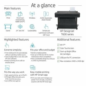 HP DesignJet T650 Large Format Plotter Printer