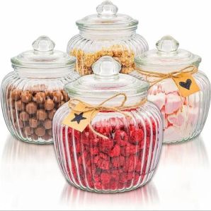 4 Piece Dry Fruit Glass Jar