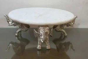 Plain Elephant Legs Marble Chowki