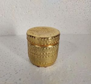 Round Metal Golden Glass Jar