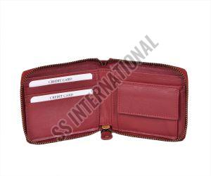 Cognac Zipper Leather Wallet