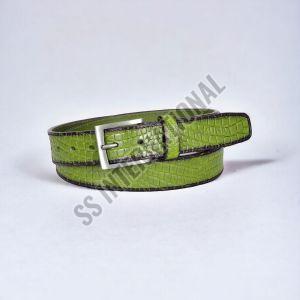 Mens Green Casual Wear Leather Belt