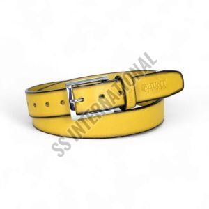 Mens Yellow Casual Wear Leather Belt