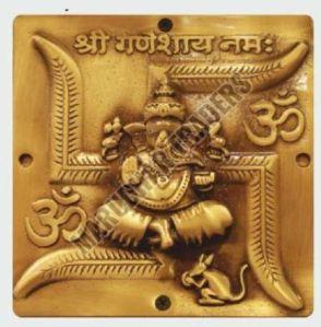 Brass Sathiya Ganesha Wall Plate