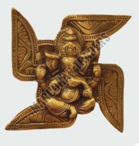 Brass Swastik Ganesha Wall Plate