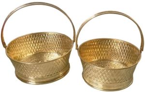 Brass Golden Fruit Basket Set